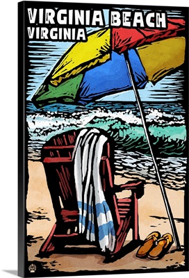 Virginia Beach, Virginia, Beach Chair, Scratchboard