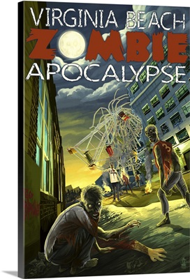 Virginia Beach, Virginia - Zombie Apocalypse: Retro Travel Poster