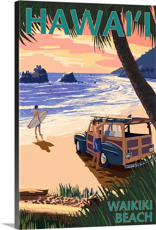 Waikiki Beach, Hawai'i, Woody on Beach | Great Big Canvas