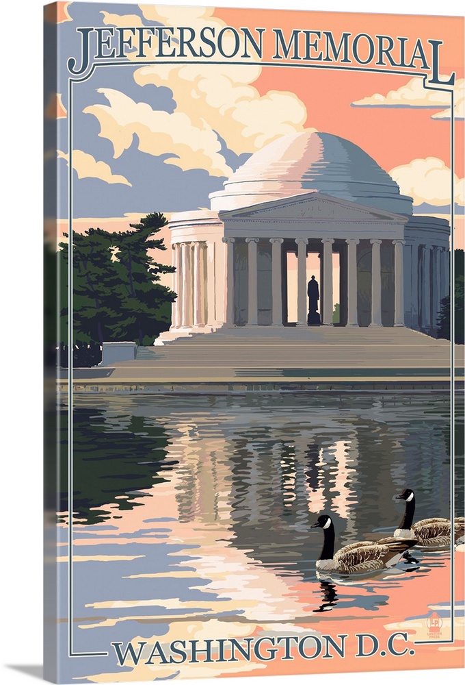 Washington, DC - Jefferson Memorial: Retro Travel Poster
