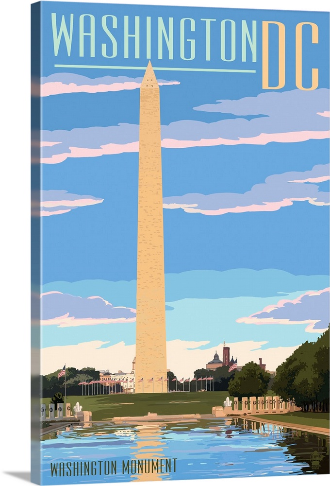 Washington, DC - Washington Monument: Retro Travel Poster