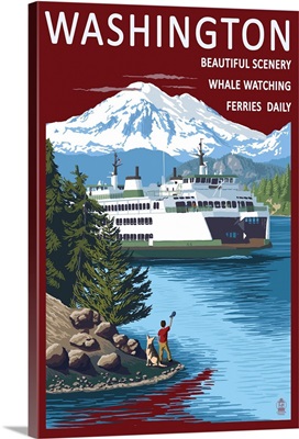 Washington - Ferry Scene: Retro Travel Poster