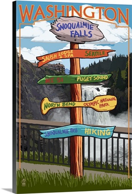 Washington State - Signpost: Retro Travel Poster