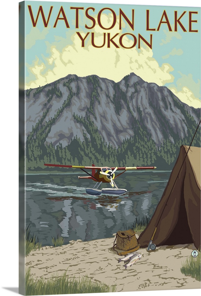 Watson Lake, Yukon - Bush Plane: Retro Travel Poster