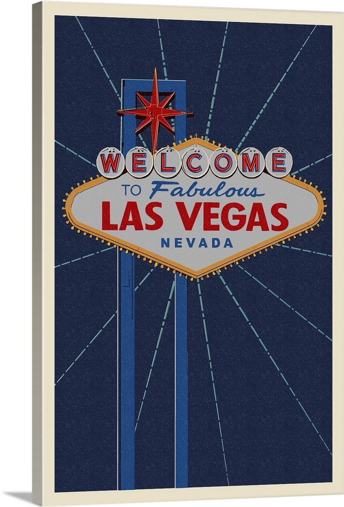Welcome to Las Vegas Sign - Letterpress: Retro Travel Poster