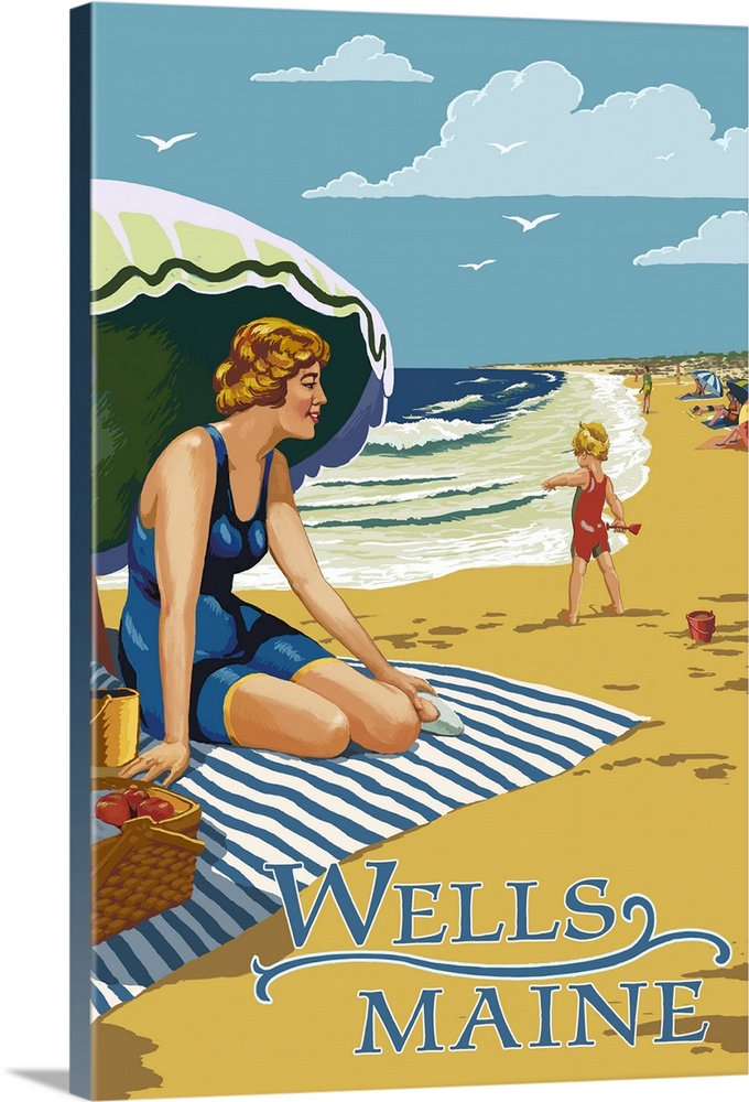 Wells, Maine, Woman on Beach