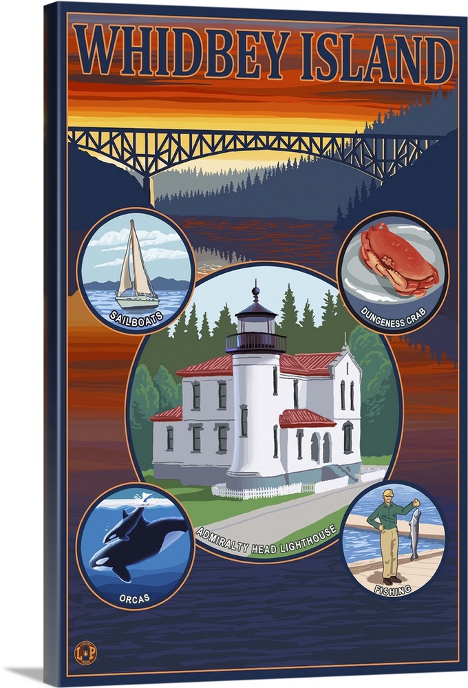 Whidbey Island, Washington: Retro Travel Poster