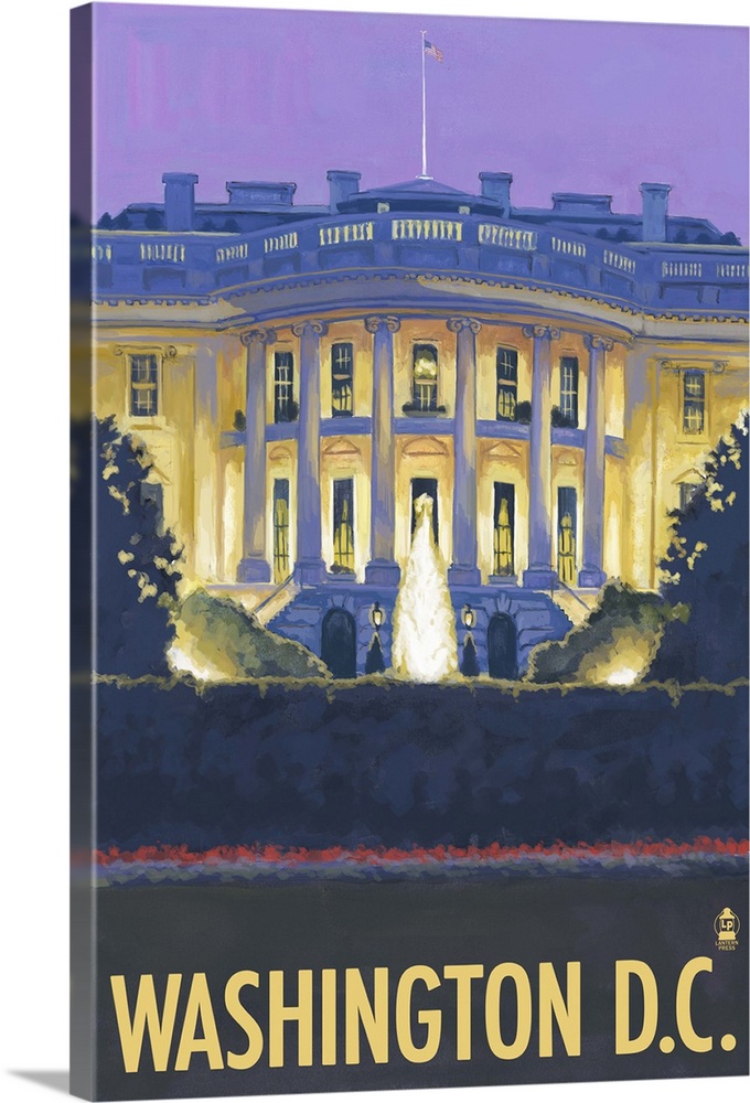 White House - Washington DC: Retro Travel Poster