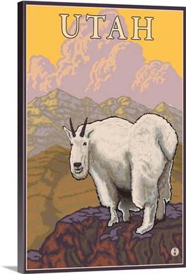White Mountain Goat - Utah: Retro Travel Poster