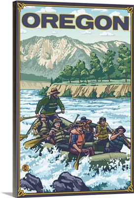 White Water Rafting - Oregon: Retro Travel Poster