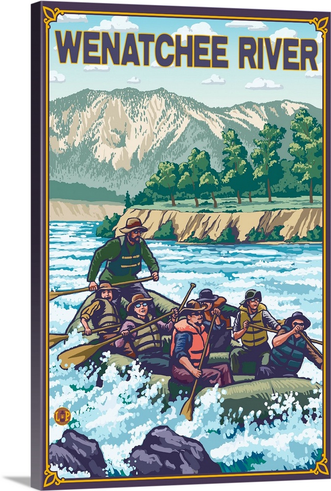 White Water Rafting - Wenatchee River, Washington: Retro Travel Poster