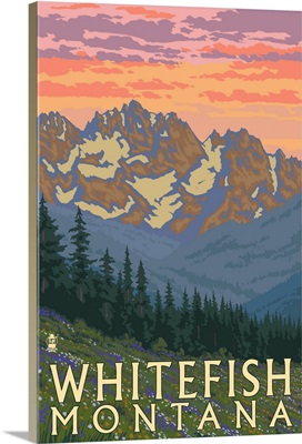 Whitefish, Montana - Spring Flowers: Retro Travel Poster