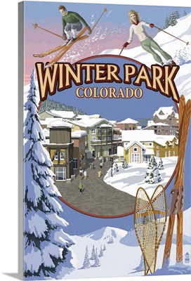 Winter Park, Colorado Montage: Retro Travel Poster
