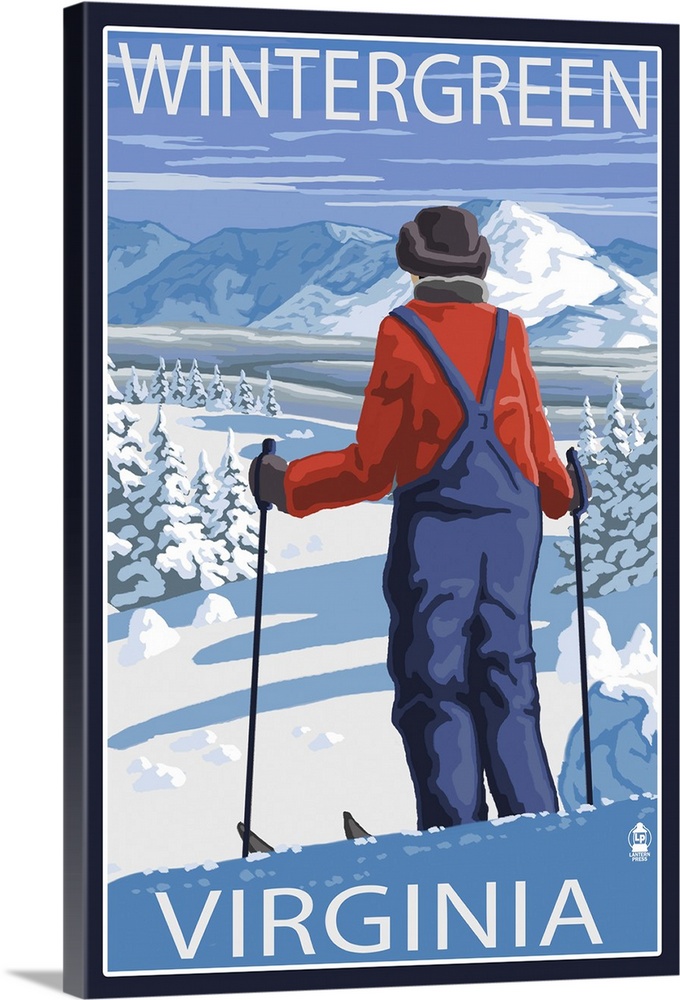Wintergreen, Virginia - Skier Admiring View: Retro Travel Poster