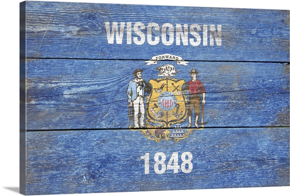Wisconsin State Flag, Barnwood Painting