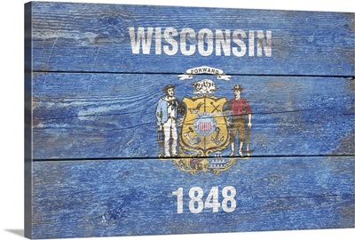 Wisconsin State Flag, Barnwood Painting