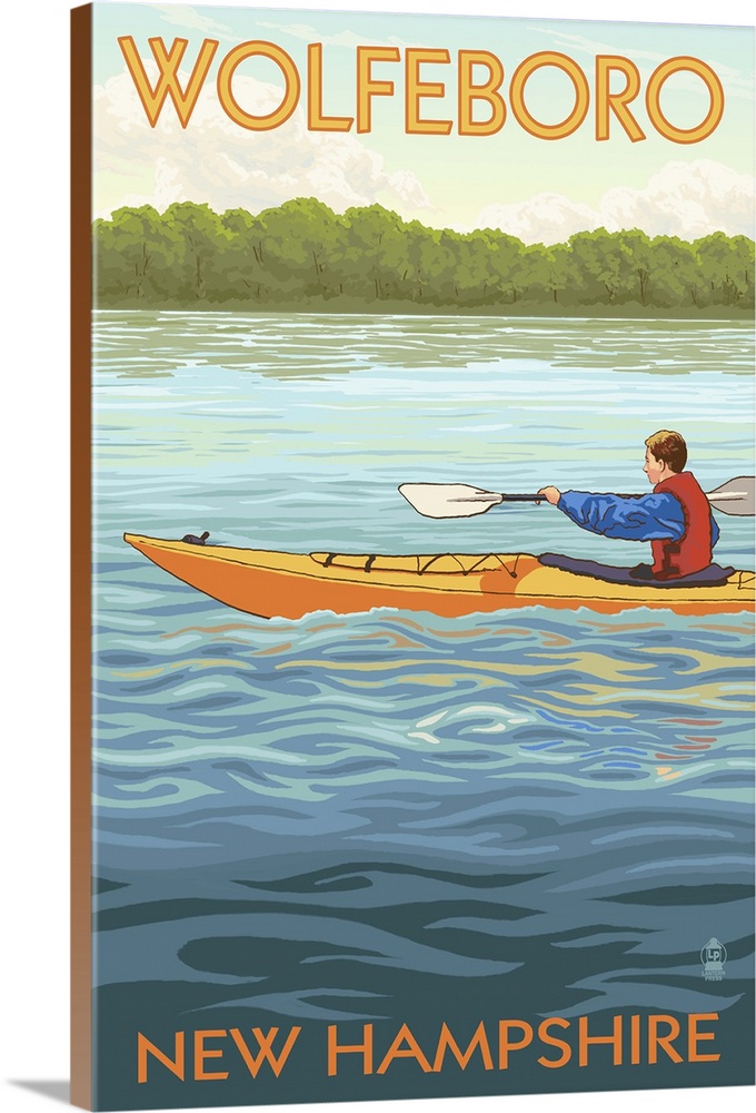 Wolfeboro, New Hampshire - Kayak Scene: Retro Travel Poster