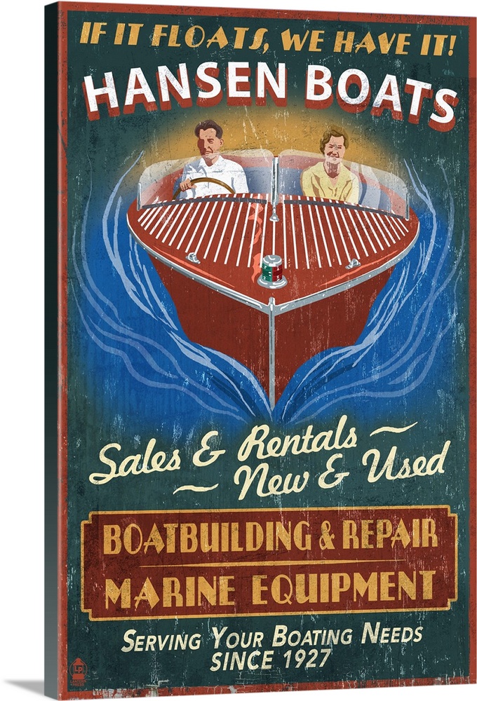 Wooden Boats, Vintage Sign