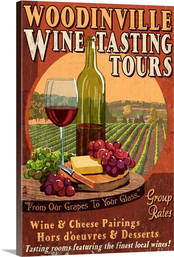 Woodinville, Washington, Wine Tasting Vintage Sign