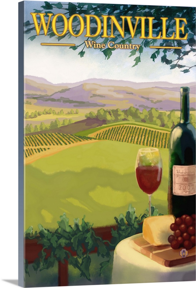 Woodinville Wine Country: Retro Travel Poster