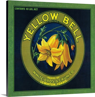 Yellow Bell Apple Crate Label, Lewiston, ID