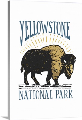 Yellowstone National Park, Bison: Graphic Travel Poster