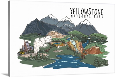 Yellowstone National Park - Line Drawing