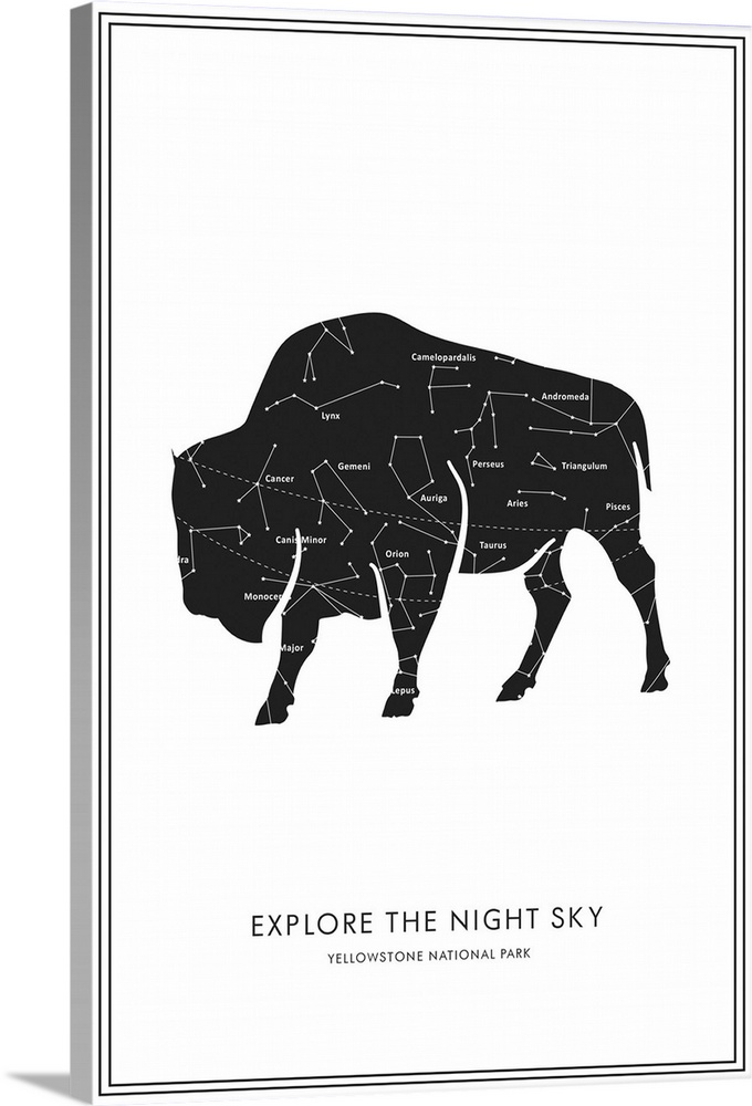 Yellowstone National Park, Wyoming - Explore The Night Sky - Buffalo Star Map
