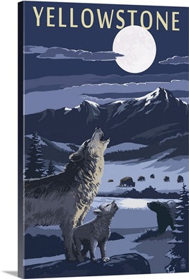 Yellowstone, Wolves and Full Moon