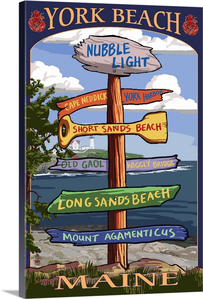 York Beach, Maine - Sign Destinations: Retro Travel Poster