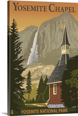 Yosemite Chapel and Yosemite Falls, California