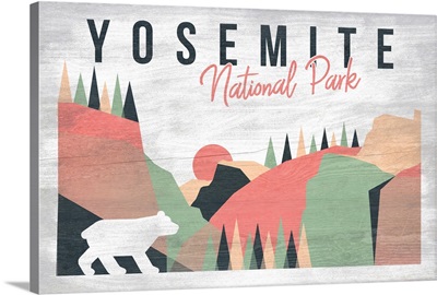 Yosemite National Park, Bear And Landscape: Graphic Travel Poster