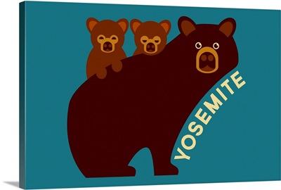 Yosemite National Park, Bear With Cubs: Graphic Travel Poster