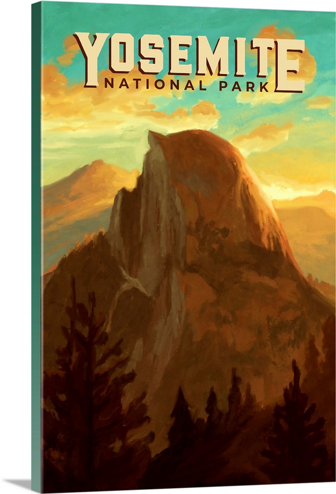 Yosemite National Park, Natural Landscape: Retro Travel Poster