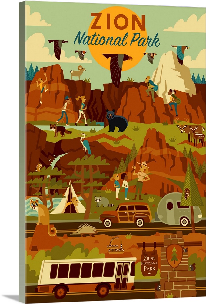 Zion National Park, Adventure: Graphic Travel Poster