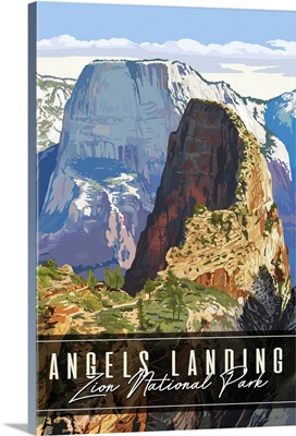 Zion National Park, Angels Landing: Graphic Travel Poster