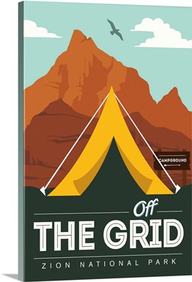 Zion National Park, Off Grid Campground: Graphic Travel Poster