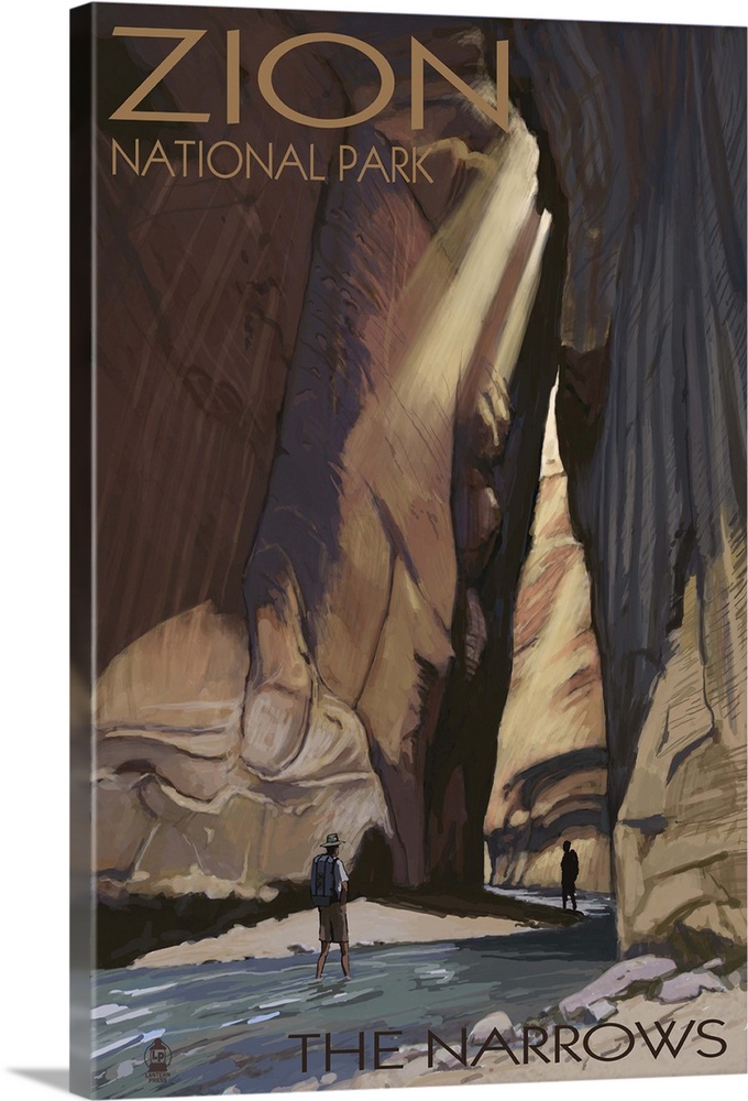 Zion National Park - The Narrows: Retro Travel Poster