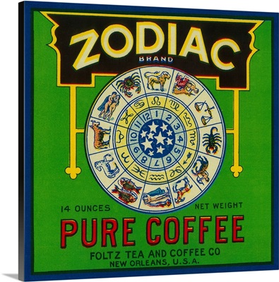 Zodiac Coffee Label, New Orleans, LA