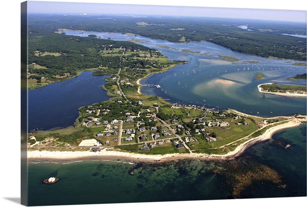 Acoaxet And The Entrance To Westport Harbor, Westport - Aerial Photograph