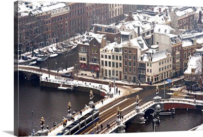 Amsterdam Covered With Snow, Noord-Holland - Aerial Photograph