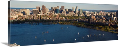 Boston Skyline From Charles River, Boston - Aerial Photograph