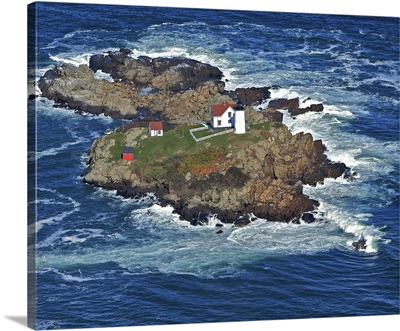 Cape Neddick Lighthouse, York, Maine - Aerial Photograph