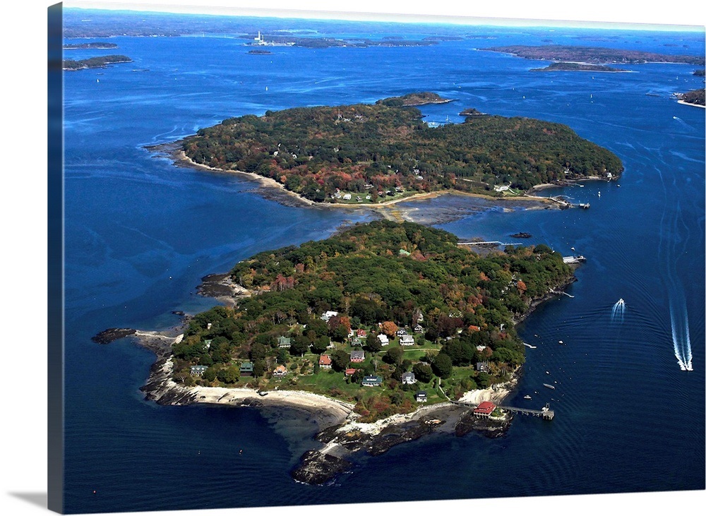 Casco Bay Islands, Portland, Maine, USA Aerial Photograph Wall Art