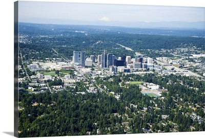 City Skyline, Mount Baker, Bellevue, WA, USA - Aerial Photograph