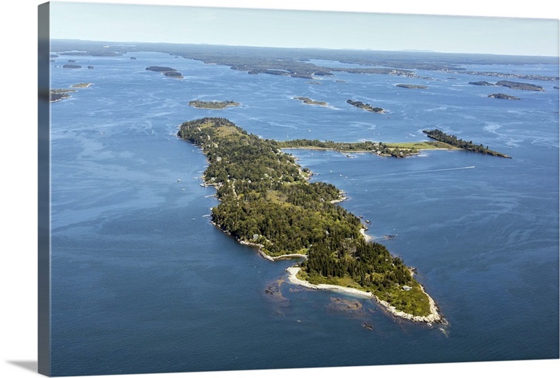 Cliff Island, Portland, Maine, USA Aerial Photograph Wall Art, Canvas