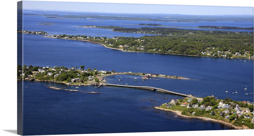 "Crib Bridge" Connecting Orrs And Bailey Island, Maine, USA - Aerial Photograph