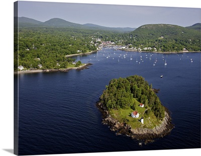 Curtis Island And Curtis Island Light, Camden, Maine, USA - Aerial Photograph