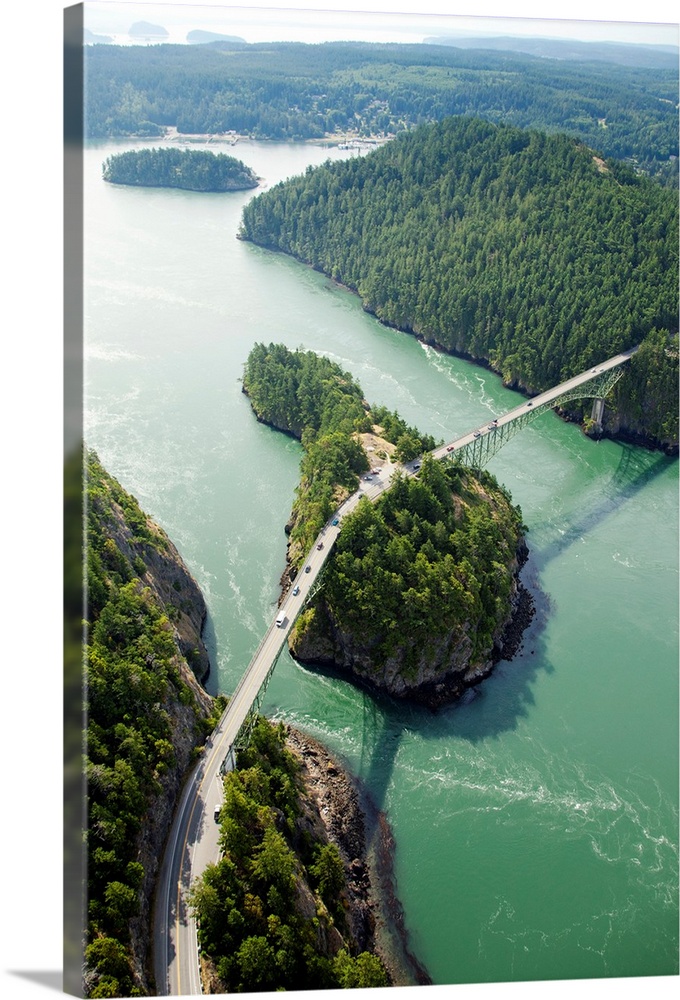 Deception Pass Bridge, Whidbey Island, Washington - Aerial Photograph