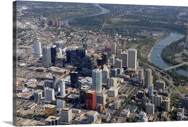 Downtown Edmonton, Edmonton, Canada Aerial Photograph Wall Art